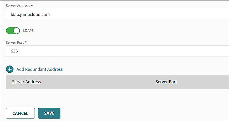 Screen shot of the LDAP Configuration